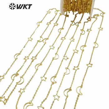 WT-BC140 Modes zelta electroplated mēness un saules ķēdes Krāšņs burvīgs misiņa ķēdes DIY rotaslietas dizains sieviešu kaklarota ķēdes