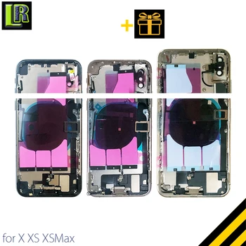 XS Pilna Mājokļu Iphone Xs Max Aizmugures Atpakaļ Mājokļu iphone X Akumulatora Vāciņu Vidū Rāmja Šasijas Stikla Flex Kabelis Montāža