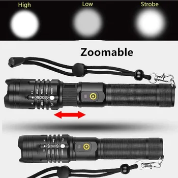 ZHIYU Super Spilgti LED Lukturīti CREE XHP50 Taktiskās Elektrisko Lāpu USB Lādējamu Zoomable 5 Režīmi Lāpu Ūdensizturīgs Lāpu