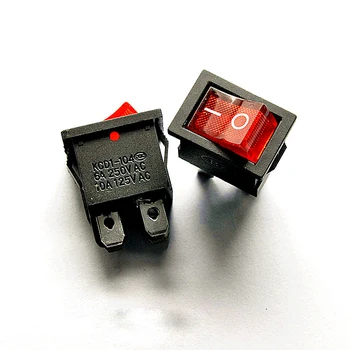 Šūpuļzirgs slēdzis KCD1-104, sarkana, 4 pēdu 2 stendos, ar gaismas, barošanas slēdzis 6A/250V 10A/125V