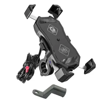 Ūdensizturīgs 12V Motociklu QC3.0 USB 15W Qi Bezvadu Lādētāju Mount Turētājs Kandidēt 3.5-6.5 collu Mobilais GPS
