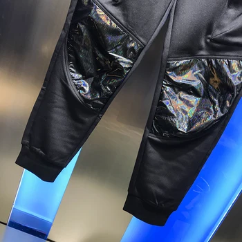 2020. gada rudenī vīriešu gadījuma (dungriņi) jaunu vēstuli, apdrukāta auduma modes tendence izskatīgs universāls, Stulpiņi gadījuma bikses jaunatnes bikses