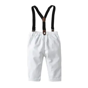 3PCS Bērnu Zēniem Tērpi Bērniem Vasaras Apģērbu Gadījuma Modes Kokvilnas ar Īsām Piedurknēm T-krekls+Bikses+Siksnas Toddler Apģērbu Komplekts BC1848-1