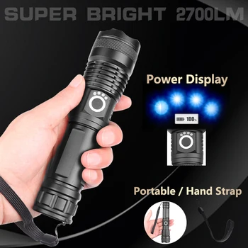 6000 lūmenu xhp50 spēcīgākajiem lukturīti usb Zoomable LED lukturītis xhp50 18650 Uzlādējams akumulators medību z50