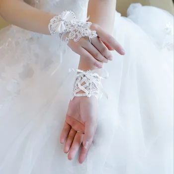 ANTI gants mariage 2019 Mežģīņu Kāzu Cimdi White/Ivory Rokas Garums Fingerless Dāmas Cimdi, Kāzu Aksesuāri luvas de noiva
