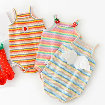 Baby Girl Apģērbu Kokvilnas Kombinezonus Svītrainām Bērnu Romper par Jaundzimušā Apģērbu Summer Infant Baby Girl Apģērbu Zīdaiņiem Jumpsuit