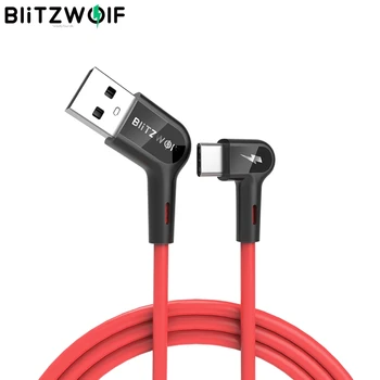 Blitzwolf BW 1 3.A 90° pa Labi Leņķis USB A Tipa C Uzlādes Datu Kabelis Samsung Xiaomi par HUAWEI, Spēlējot Spēles Tālrunis