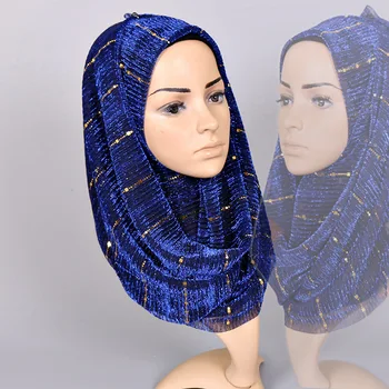 JAUNO Modes Pavedienu Saburzīja Sudraba Zīda Musulmaņu Garā Šalle Sequined Plānas Elpojošs Šalle Šalle Hijabs Lakati šalles wraps