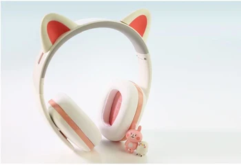 JAUNU orignal korejiešu stilā Censi Moecen Kaķu ausis vadu austiņas baltā meitene Komiksu stereo virs auss mūzikas gaming austiņas