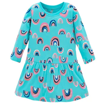 Lekt metru New Rainbow Meitenes Princese Kleita Rudens Spirng Bērnu Kokvilnas Apģērbs Gudrs Karikatūra Bērnu Drēbes