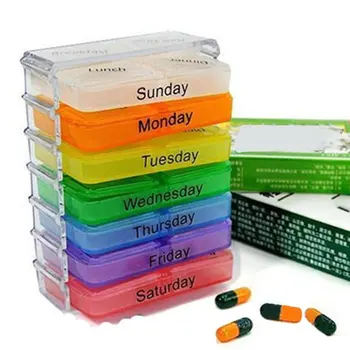 Mazo Pill Box Portatīvo Vienu Nedēļu Noslēgtā Medicīna Box 7-Slāņa Locīšanas Nelielu Pill Box Medikamentu Uzglabāšanas Tablešu Konteiners