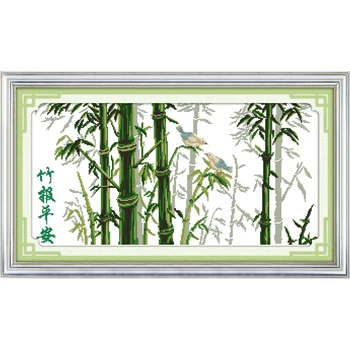 Mūžīgā Mīlestība Bambusa Paziņojot mieru(puse skatā) Ekoloģiskās Kokvilnas Cross Stitch 11 14CT Zīmogu DIY Dāvana Jaunā Gada Rotājumiem