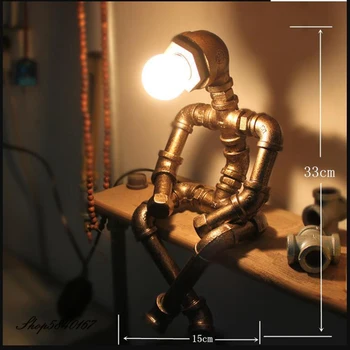 Rūpniecisko Robotu Galda Lampas Retro Ūdens Caurule, Lampas Dzīvojamā Istabā Deco Loft Studiju Blakus Lampu Radošā Naktsskapītis Spuldzes E27 Led