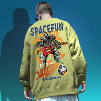 SACELŠANĀS Hoodies, sporta Krekli Kosmosa Astronautu Bass Ģitāra Audio Personības Tendenci Sākotnējā Ielu Hip Hop, Punk Rock pelēkā vārna