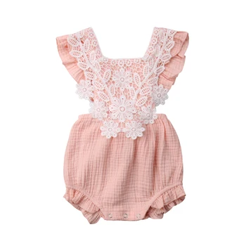 Saldie Vasaras Jaundzimušais Meitene Savirmot Mežģīnes Romper Jumpsuit Apģērbs, Apģērbu Backless Baby Toddler Vienu Gabalu