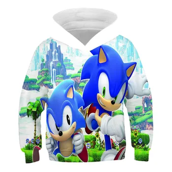 Sonic 3D jaunais sporta Krekls ar īsām piedurknēm ar garām piedurknēm Krekls 3D Zēnu / meiteņu apģērbu tēvs / zēns stilu, izsmalcinātu karikatūra mētelis