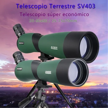 SVBONY SV403 20-60X60/25-75x70mm Tālummaiņas Smērēšanās Jomu Teleskopi Multi-Coated Optika Tālskatis w/54 Collu Statīva Medībām