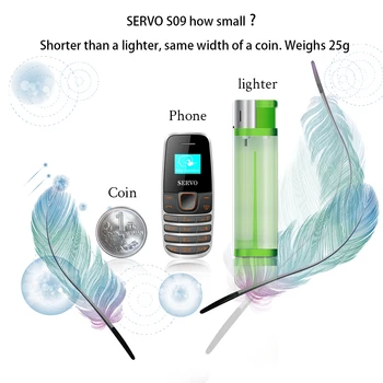 Sākotnējā tālruni SERVO S09 0.66 collu Tiny Ekrāna mini Mobilo telefonu Bluetooth Zvanītājprogramma Bluetooth Austiņas Zema Starojuma GSM Mobilais