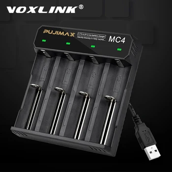 VOXLINK akumulatora lādētājs 18650 LED 4 slots USB2.0 ātra uzlāde 26650 18350 14500 26500 22650 Li-ion Akumulators, lādētājs