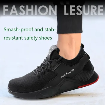 Vīriešu vasaras elpojošs darba drošības apavi āra tērauda toe kurpes potītes drošības zābaki neiznīcināms modes čības