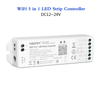 WL5 (YL5 jaunināšanas versiju)WiFi 5 IN 1 Gaismas Diode ar Kontrolieri DC12V 24V 2.4 G Reostats par Vienu Krāsu,PKT,RGBW,RGB KMT led Lentes