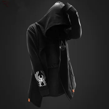 ZOGAA 2019 jaunu 5 krāsas Assassin Master pelēkā vārna vīriešu kapuci kapuci jaka vīriešu kapuci jaka, liela izmēra S-4XL pelēkā vārna vīriešiem